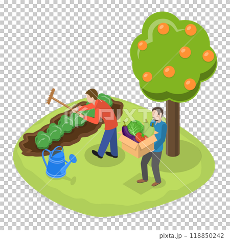 3D Isometric Flat  Set of Agriculture Scenes. Item 4 118850242