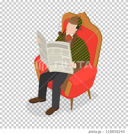 3D Isometric Flat  Set of Inspector Holmes Characters. Item 1 118850243