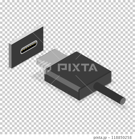 3D Isometric Flat  Set of USB Types. Item 2 118850258