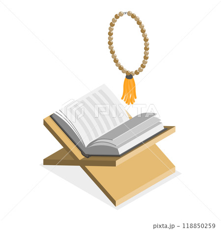 3D Isometric Flat  Set of Muslim Islam Items and People. Item 1 118850259