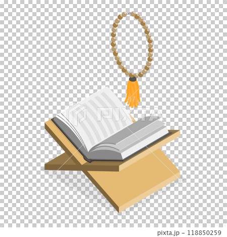 3D Isometric Flat  Set of Muslim Islam Items and People. Item 1 118850259