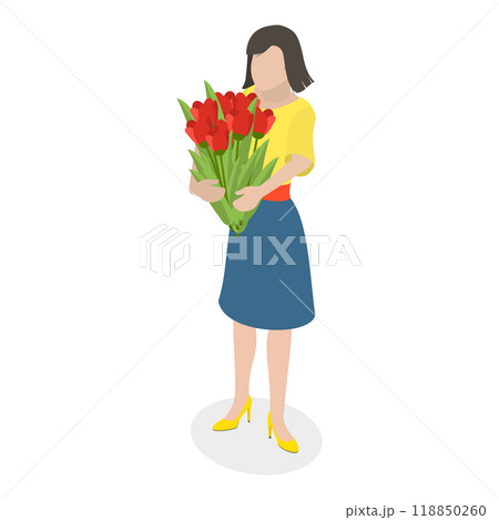3D Isometric Flat  Set of Bouquets. Item 2 118850260