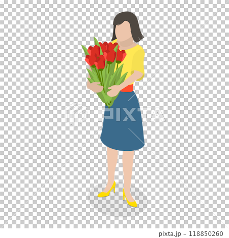 3D Isometric Flat  Set of Bouquets. Item 2 118850260