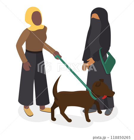 3D Isometric Flat  Set of Muslim People. Item 4 118850265