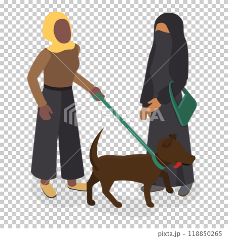 3D Isometric Flat  Set of Muslim People. Item 4 118850265