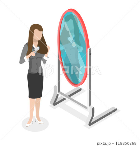 3D Isometric Flat  Set of People Next to the Mirror. Item 1 118850269