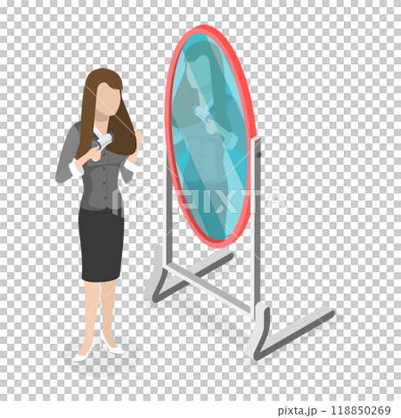 3D Isometric Flat  Set of People Next to the Mirror. Item 1 118850269