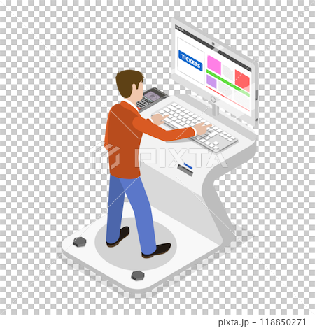 3D Isometric Flat  Set of Ticket Kiosks. Item 1 118850271