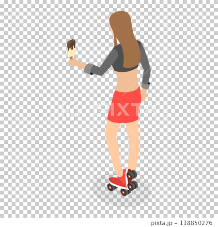 3D Isometric Flat  Set of Roller Skating Girls. Item 3 118850276