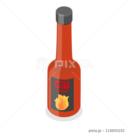 3D Isometric Flat  Set of Hot Sauces. Item 5 118850281