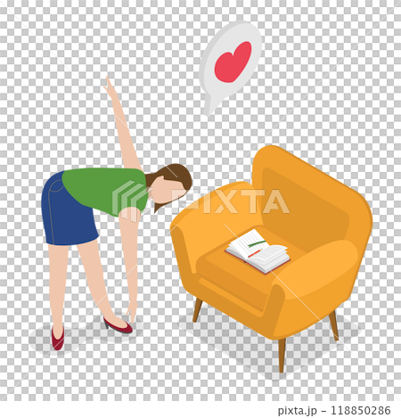 3D Isometric Flat  Illustration of Exercise At Work. Item 4 118850286