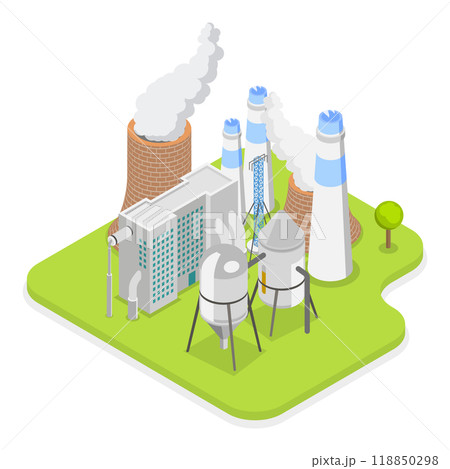 3D Isometric Flat  Set of Industrial Manufacturing Facilities. Item 1 118850298