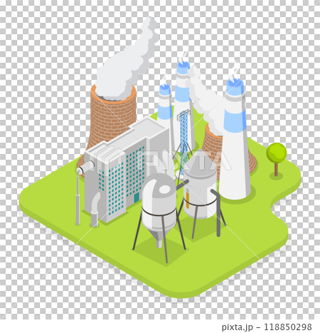 3D Isometric Flat  Set of Industrial Manufacturing Facilities. Item 1 118850298