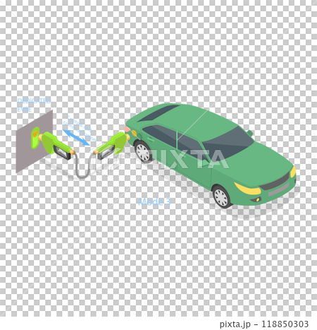 3D Isometric Flat  Illustration of Electric Car Charging Modes. Item 3 118850303