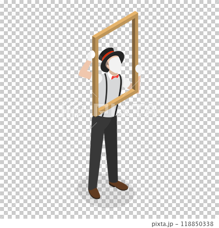 3D Isometric Flat  Set of Mime Actors. Item 3 118850338