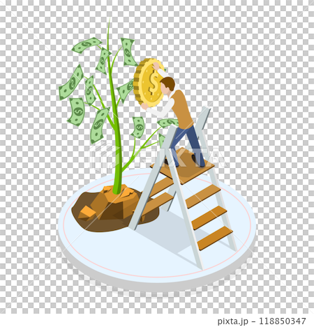 3D Isometric Flat  Illustration of Startup Funding. Item 3 118850347