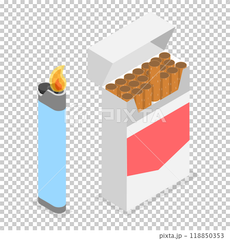 3D Isometric Flat  Set of Smoker Collection. Item 2 118850353