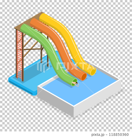 3D Isometric Flat  Set of Aquapark Scenes. Item 2 118850360