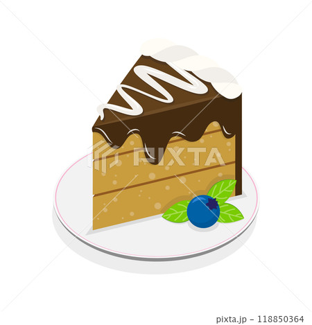 3D Isometric Flat  Set of Slices of Different Cakes. Item 2 118850364