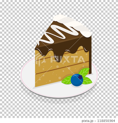3D Isometric Flat  Set of Slices of Different Cakes. Item 2 118850364