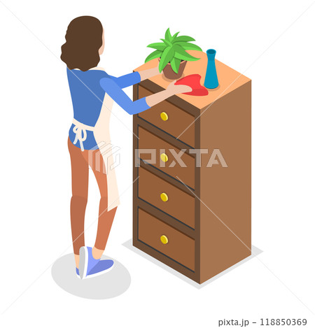3D Isometric Flat  Set of Household Chores. Item 1 118850369