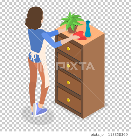 3D Isometric Flat  Set of Household Chores. Item 1 118850369