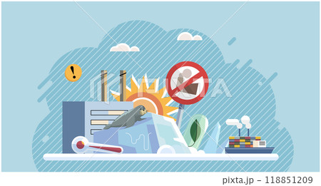 Climate change. Save the planet. Vector illustration Choose renewable resources to reduce environmental impact and fight climate change Celebrate World Environment Day by supporting policies Climate change. Save the planet. Vector illustration Choose renewable resources to reduce environmental impact and fight climate change Celebrate World Environment Day by supporting policies 118851209