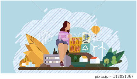 Climate change. Save the planet. Vector illustration World Environment Day is opportunity to raise awareness about importance environmental conservation We must take action to change climate patterns Climate change. Save the planet. Vector illustration World Environment Day is opportunity to raise awareness about importance environmental conservation We must take action to change climate patterns 118851367