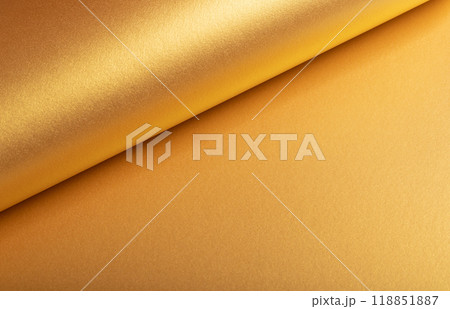 Golden paper with a polished, metallic texture and curved folds, featuring glowing gradients and Golden paper with a polished, metallic texture and curved folds, featuring glowing gradients and 118851887