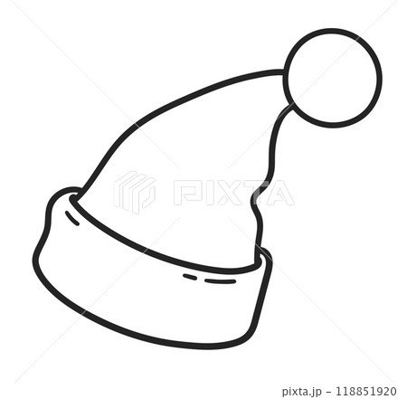 Vector line art illustration of isolated Santa Hat Vector line art illustration of isolated Santa Hat 118851920