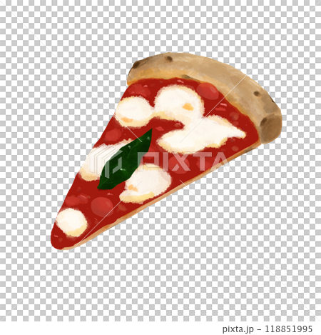 瑪格麗塔披薩[mozzarella_tomato_basil]切片的簡單插圖 118851995