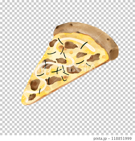 Simple illustration of teriyaki chicken pizza [chicken_mayonnaise_seaweed_corn] one slice 118851999