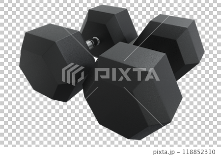 Blank Two Hex Dumbbells, weightlifting gym equipment Blank Two Hex Dumbbells, weightlifting gym equipment 118852310