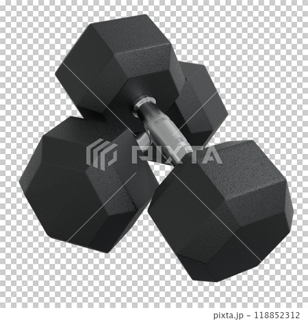 Blank Two Hex Dumbbells, weightlifting gym equipment 118852312
