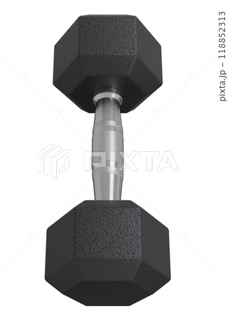 Blank Hex Dumbbell, weightlifting gym equipment top view 118852313