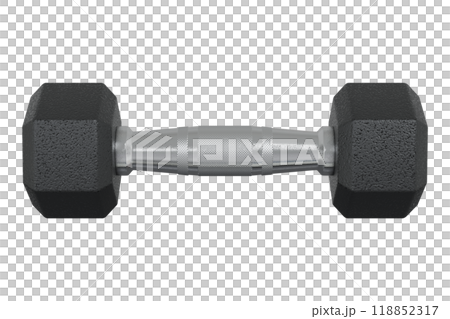 Blank Hex Dumbbell, weightlifting gym equipment side view Blank Hex Dumbbell, weightlifting gym equipment side view 118852317