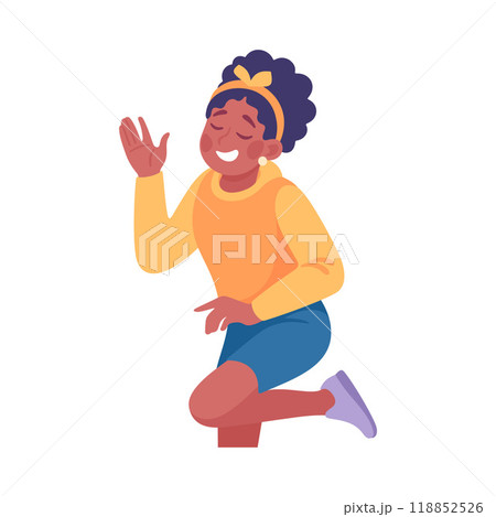 Party with Young Woman Rejoice and Cheering Vector Illustration 118852526