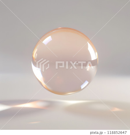 Glossy Transparent Bubble Floating on Light Background Glossy Transparent Bubble Floating on Light Background 118852647
