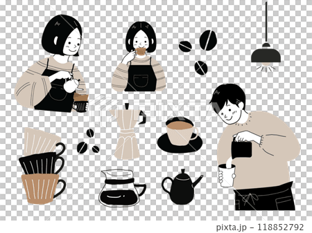 カフェでコーヒーを作るバリスタの男女 カフェでコーヒーを作るバリスタの男女 118852792