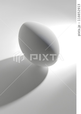 Minimalist White Egg on White Background with Shadow 118852913