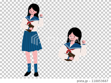 A high school girl in a sailor suit posing in a fist 118853687