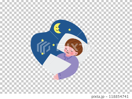 A boy sleeping in bed 118854741