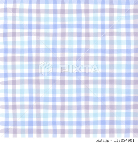 Blue Purple Gray Gingham Check Hand Drawn Pattern Background Overlay 118854901