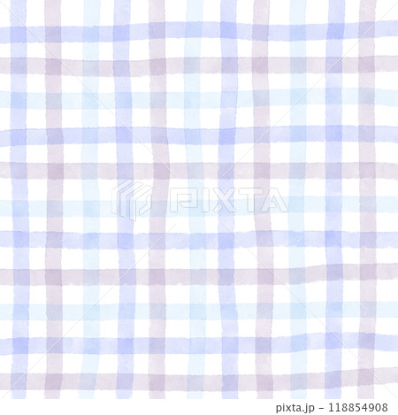 Blue Purple Gray Gingham Check Hand Drawn Pattern Background Overlay 118854908