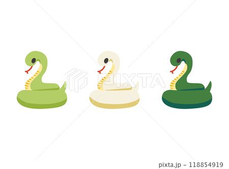 三色のとぐろを巻いたへび お正月ベクターイラストセット 三色のとぐろを巻いたへび お正月ベクターイラストセット 118854919