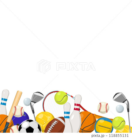 sport balls. fitness tools for active people. vector design template of placard with empty place 118855131