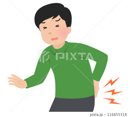 腰痛・ぎっくり腰の上半身男性_ベクターイラスト 118855319