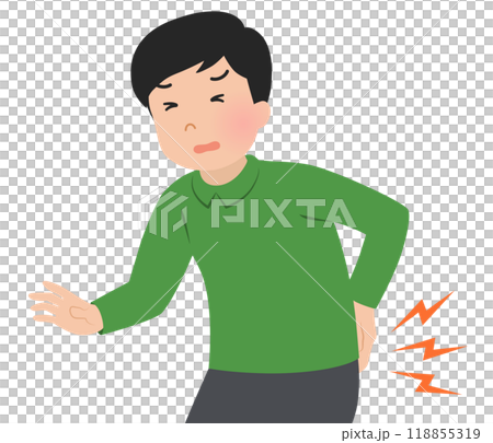腰痛・ぎっくり腰の上半身男性_ベクターイラスト 118855319