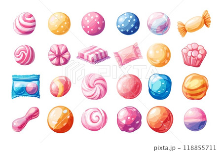 Chewing gum elastic treats cartoon vector set. Bubble pads blisters packaging sugar puffs chewy pillows balls candy, delicious yummy oral care bubblegum sweets confectionery isolated illustrations Chewing gum elastic treats cartoon vector set. Bubble pads blisters packaging sugar puffs chewy pillows balls candy, delicious yummy oral care bubblegum sweets confectionery isolated illustrations 118855711