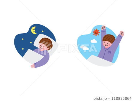 早寝早起きをする男の子 早寝早起きをする男の子 118855864